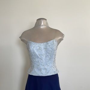 Zola evening bustier baby blue with tone on tone beads and pearls. 6P